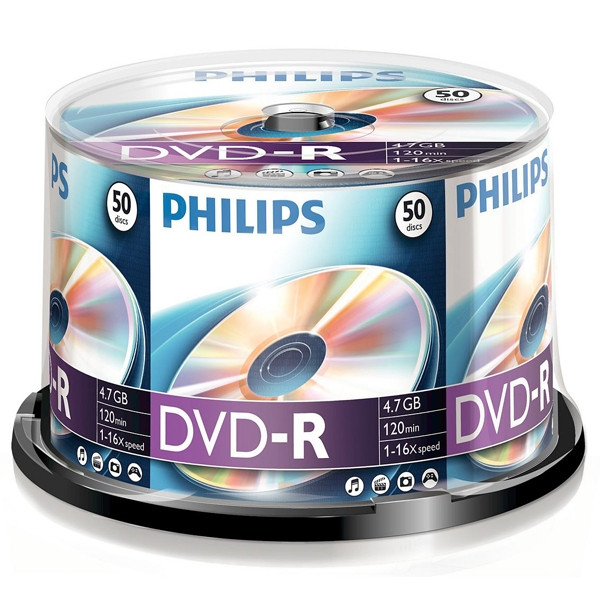 Philips DVD-R | 16X | 4.7GB | Spindle | 50-pack DM4S6B50F/00 098029 - 1