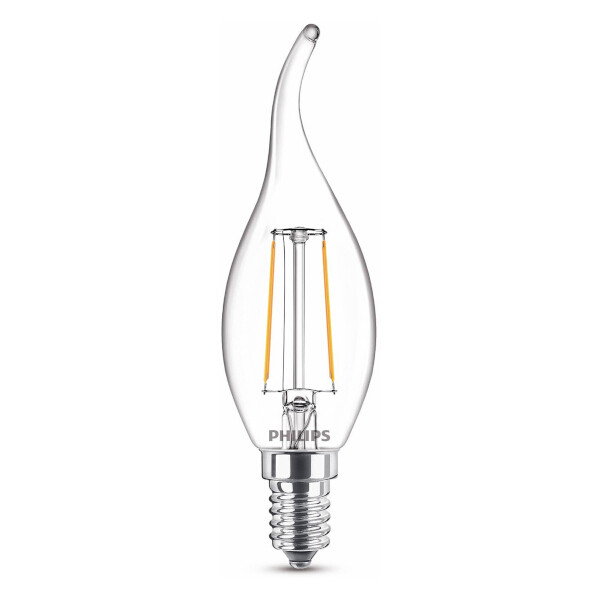 Philips LED lampa E14 | C35 | böjd topp | klar | 2700K | 2W 929001238455 LPH02443 - 1