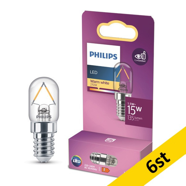 LED lampa E14 | T20 klar | 2700K | 1,5W (15W) [Philips] 6st LPH03791 - 1