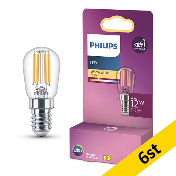 LED lampa E14 | T25 klar | 2700K | 0,8W (12W) [Philips] 6st LPH04144 - 1