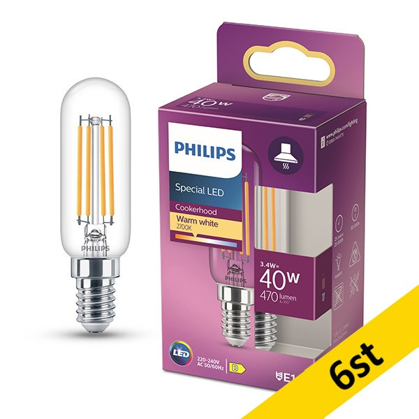 LED lampa E14 | T25 klar | 2700K | 3,4W (40W) [Philips] 6st LPH04187 - 1