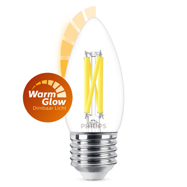 Philips LED lampa E27 | C35 | klar | 3.4W | dimbar 929003012301 LPH02555 - 1
