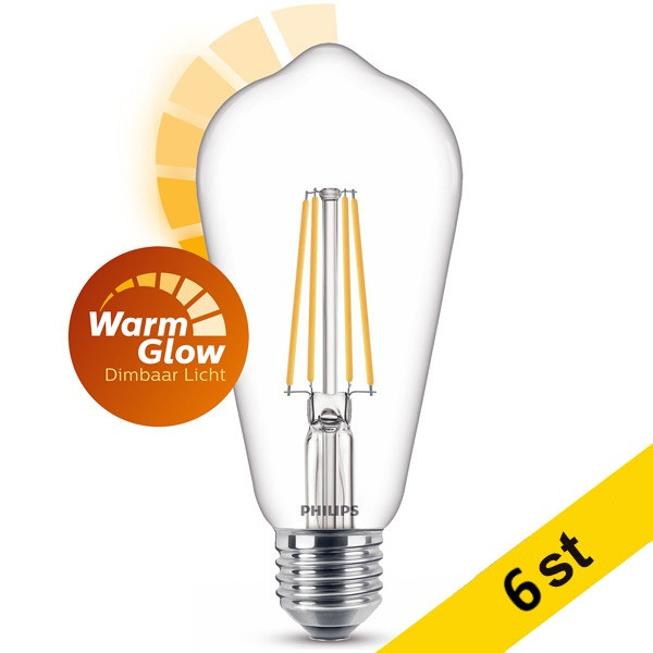 LED lampa E27 dimbar | ST64 klar | 2200-2700K | 5.9W (60W) [Philips] 6st LPH02540 - 1