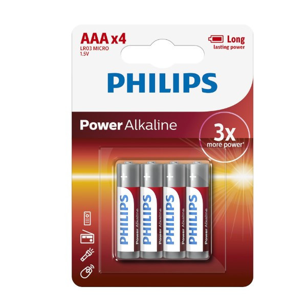 Philips Power Alkaline LR03 Micro AAA batteri 4st 098302 - 1