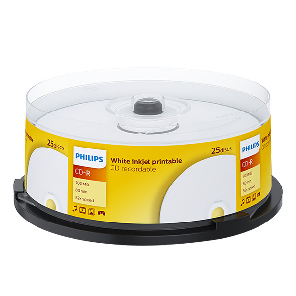 Philips Printable CD-R | 52X | 700MB | Spindle | 25-pack CR7D5JB25/00 098005 - 1