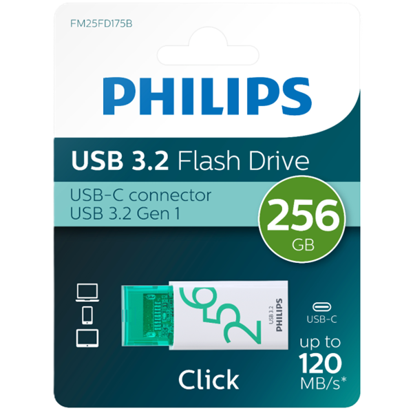 USB-minne 3.2 256GB | Philips Click 256 (USB-C-anslutning) 098714 - 1