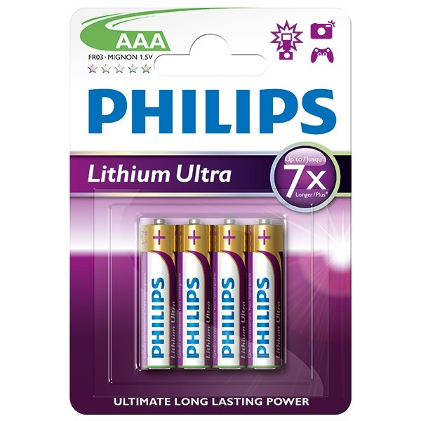 Philips Ultra Lithium FR03 AAA batteri | 4-pack FR03LB4A/10 098310 - 1