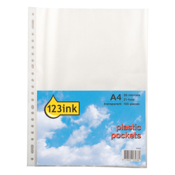 Plastficka A4 30my | 123ink | transparent | 100st 20048C 300443 - 1