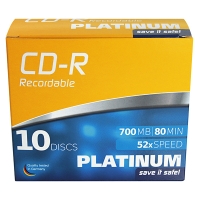 Platinum recordable CD-R | 52X | 700MB | Slimline lådor | 10-pack 100144 090300
