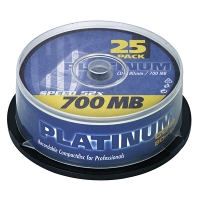 Platinum recordable  CD-R | 52X | 700MB | Spindle | 25-pack