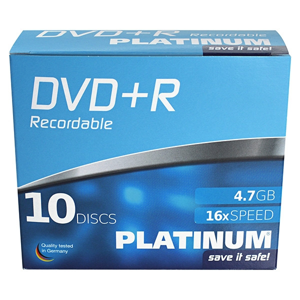 Platinum recordable DVD+R | 16X | 4,7GB | Slimline lådor | 10-pack 102566 090303 - 1