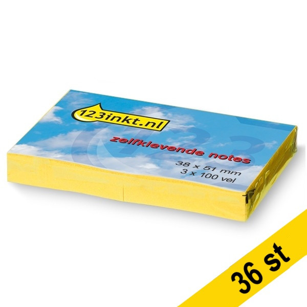 Post-it lappar 38mm x 51mm | 123ink | gul | 100 ark | 36st 300202 - 1