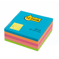 Post-it lappar 51mm x 51mm | 123ink | neon | 250 ark 2051LC 21203C 300813