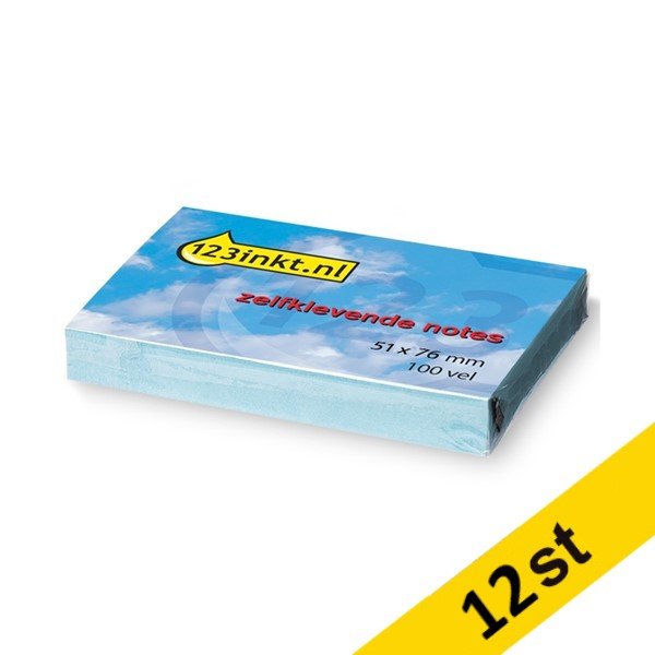 Post-it lappar 51mm x 76mm | 123ink | blå | 100 ark | 12st  300069 - 1