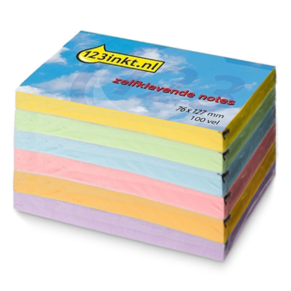 Post-it lappar 76mm x 127mm | 123ink | gul/grön/blå/rosa/orange/lila | 100 ark | 6st 301118 - 1