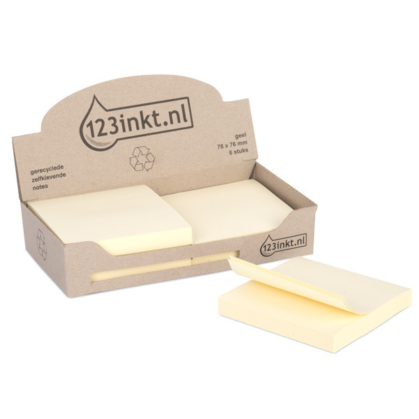 Post-it lappar 76mm x 76mm | 123ink | återvunnet papper gul | 100 ark | 6st 654-1BC 300466 - 1