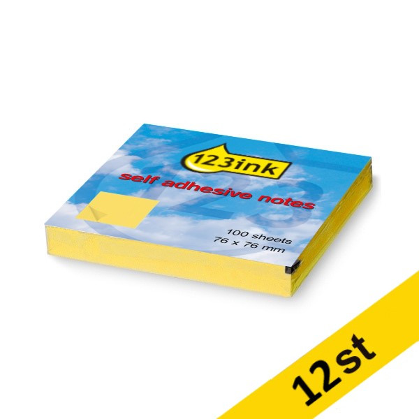 Post-it lappar 76mm x 76mm | 123ink | gul | 100 ark | 12st 654CYC 300240 - 1