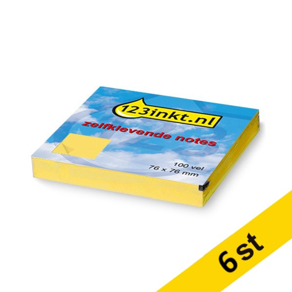 Post-it lappar 76mm x 76mm | 123ink | gul | 100 ark | 12st x6  301371 - 1