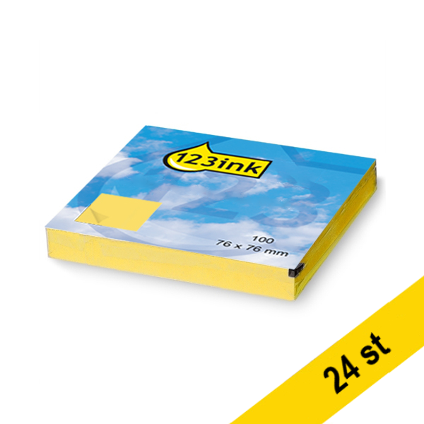 Post-it lappar 76mm x 76mm | 123ink | gul | 100 ark | 24st 654Y20C 300241 - 1