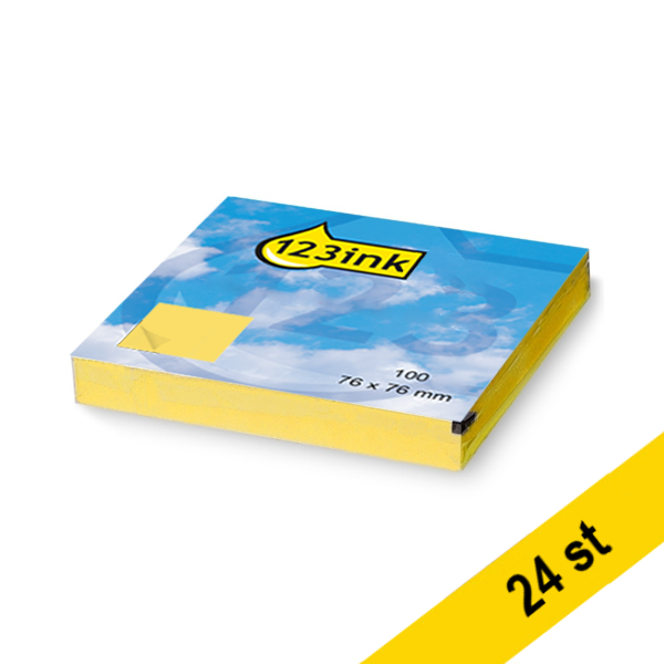 Post-it lappar 76mm x 76mm | 123ink | gul | 100 ark | 24st 300241 - 1