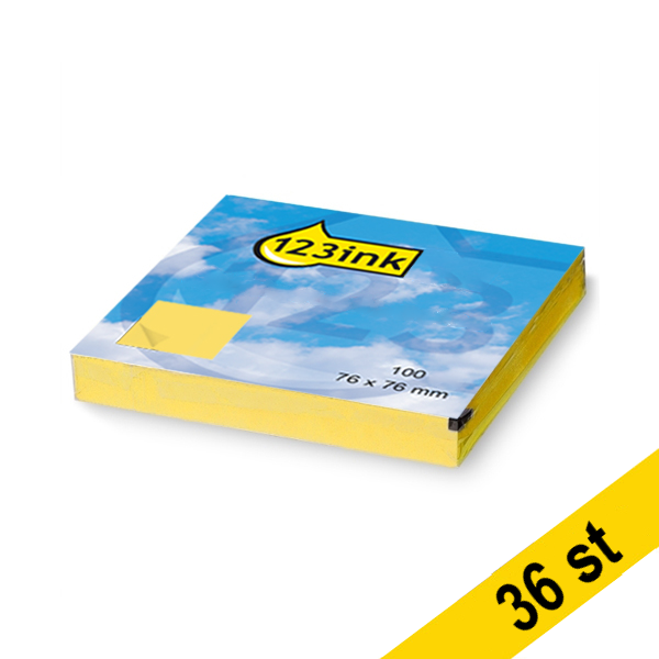 Post-it lappar 76mm x 76mm | 123ink | gul | 100 ark | 36st 301371 - 1