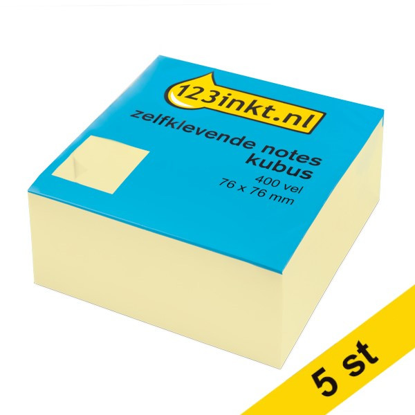 Post-it lappar 76mm x 76mm | 123ink | gul | 400 ark | 5st  301078 - 1