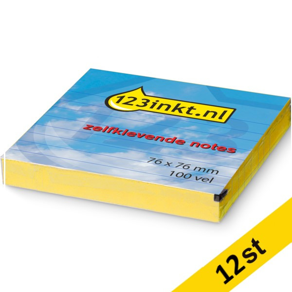 Post-it lappar 76mm x 76mm | 123ink |  linjerade gul | 100 ark | 12st  300481 - 1