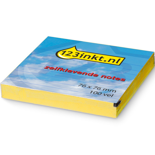 Post-it lappar 76mm x 76mm | 123ink | linjerade gul | 100 ark 630YELC 300467 - 1