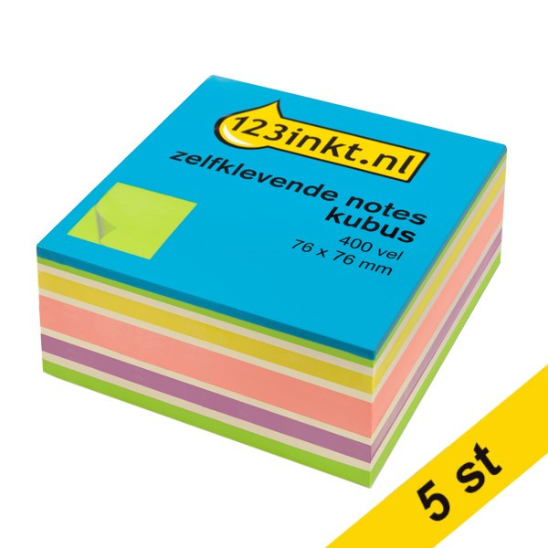 Post-it lappar 76mm x 76mm | 123ink | neon | 400 ark | 5st  301080 - 1