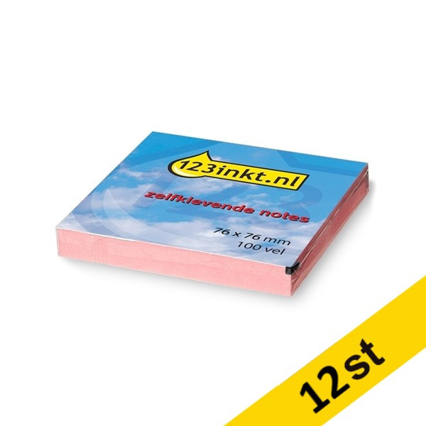 Post-it lappar 76mm x 76mm | 123ink | rosa | 100 ark | 12st  300253 - 1