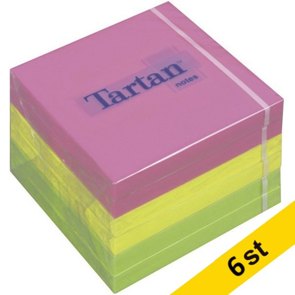 Post-it lappar Tartan 76mm x 76mm | 3M | neon | 100 ark x6  360486 - 1