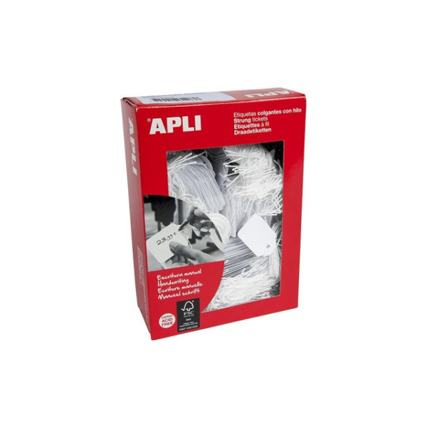 Prisetiketter med snöre | 22x35mm | vit | 500st SE000220 - 1