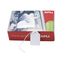 Prisetiketter med snöre | 34x53mm | vit | 500st SE000210