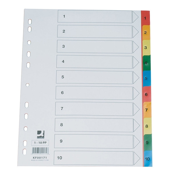 Pärmregister A4 | 1-10 | Q-Connect | polypropen | 11hål 238082 - 1