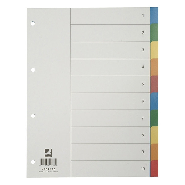 Pärmregister A4 | 1-10 | Q-Connect | polypropen | 4 hål 238110 - 1