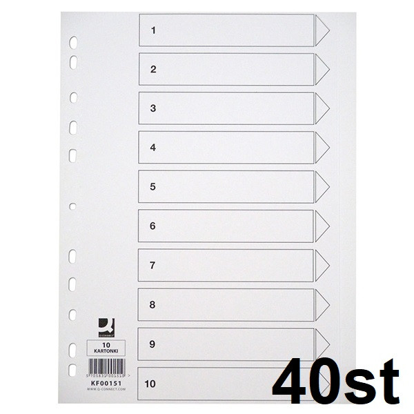 Q-Connect Pärmregister A4 | 1-10 | Q-Connect 40st  500452 - 1