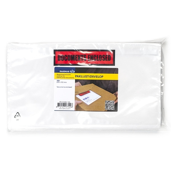Raadhuis Packsedelskuvert DL "Documents enclosed" | Raadhuis | 100st RD-310302-100 209344 - 1