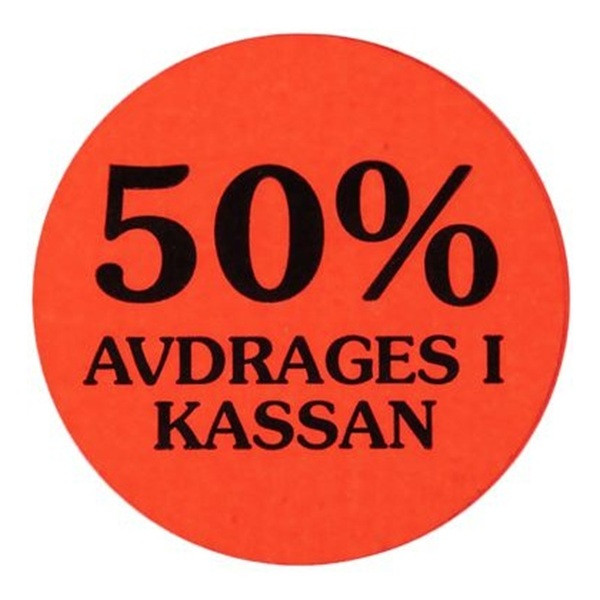 Rabattetiketter 50% avdrages i kassan | 2.000st SE000240 - 1