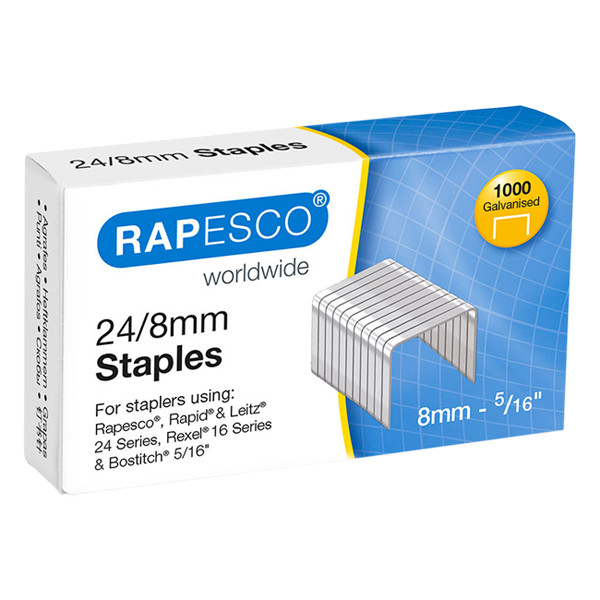 Rapesco Häftklammer 24/8 | Rapesco galvaniserade | 1.000st 1456 226823 - 1