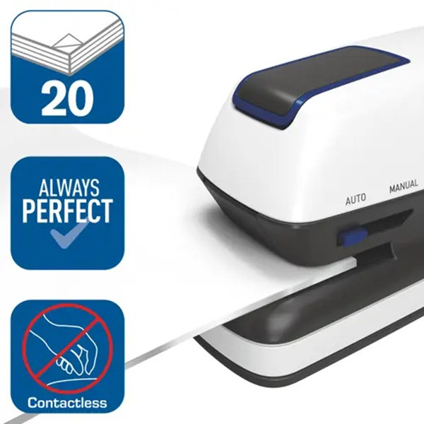 Häftapparat 20 ark elektrisk | Rapid Optima GripE | vit SE001258 - 2