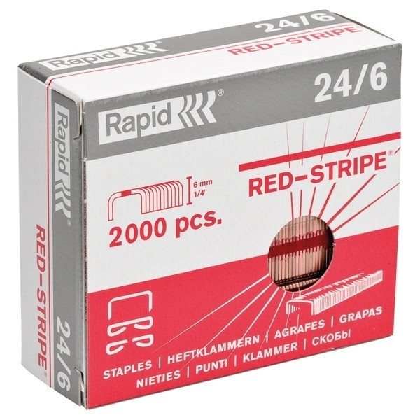 Rapid Häftklammer 24/6 | Rapid | röda remsor | 2.000st 11700245 202028 - 1