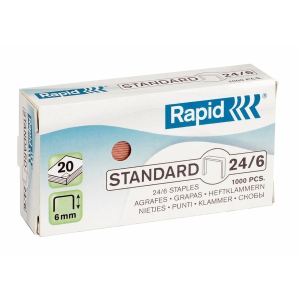 Rapid Häftklammer 24/6 | Rapid kopparbelagda | 1.000st 24855700 202002 - 1