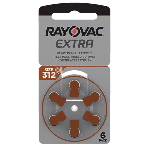 Rayovac Hörapparatsbatterier 312 brun | Rayovac Extra Advanced | 6-pack PR41 204802 - 1