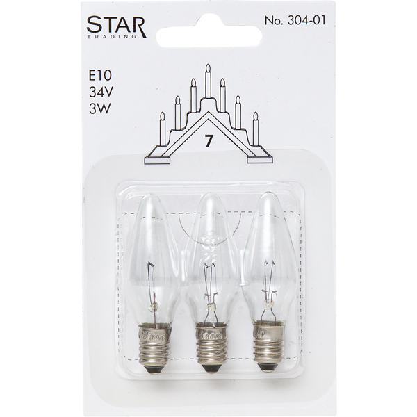 Reservlampa E10 | 34V | varmvit | dimbar | 3-pack [Star Trading] 304-01 361998 - 4