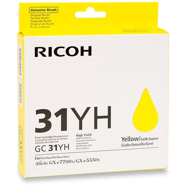 Ricoh GC-31YH gul gelpatron hög kapacitet (original) 405704 073812 - 1