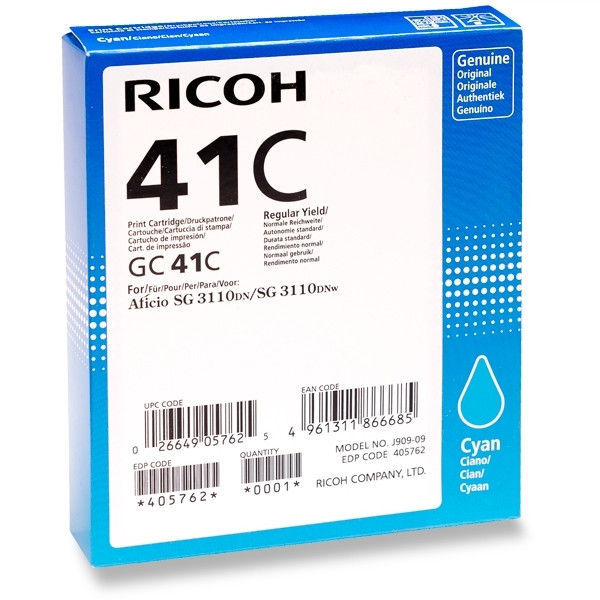 Ricoh GC-41C (405762) cyan gelpatron hög kapacitet (original) 405762 073792 - 1