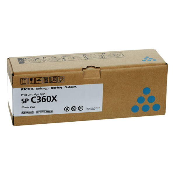 Ricoh SP C360X (408251) cyan toner extra hög kapacitet (original) 408251 067110 - 1