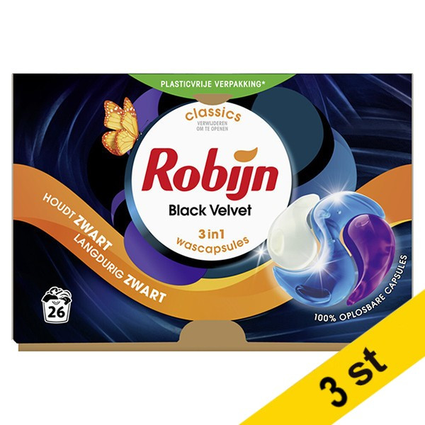 Tvättkapslar 26st | Robijn 3-in-1 Black Velvet | 3st SRO05202 - 1