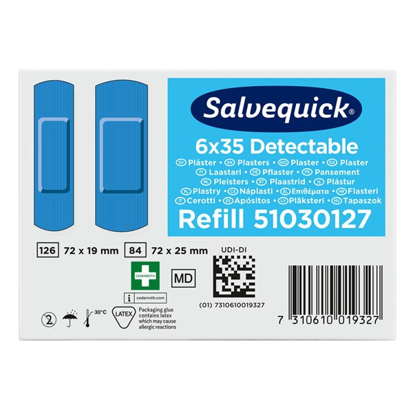Plåster | Salvequick Blue Detectable | 6st 501458 - 5
