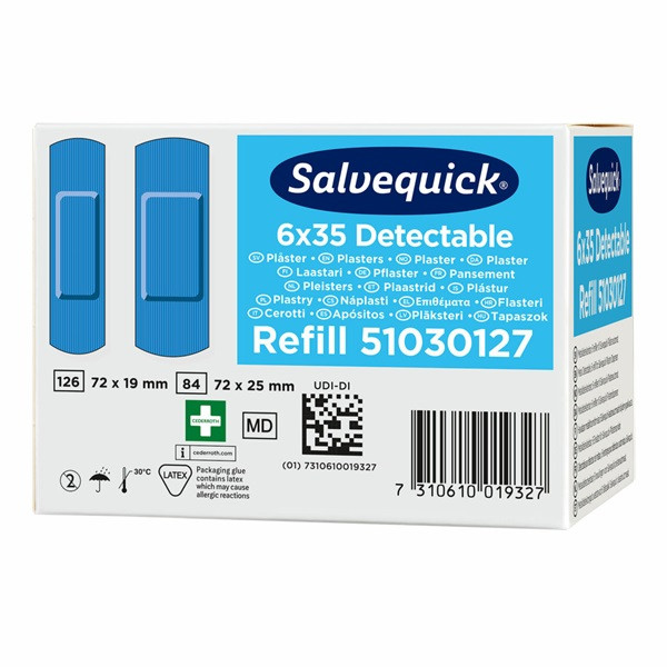 Plåster | Salvequick Blue Detectable | 6st 501458 - 6